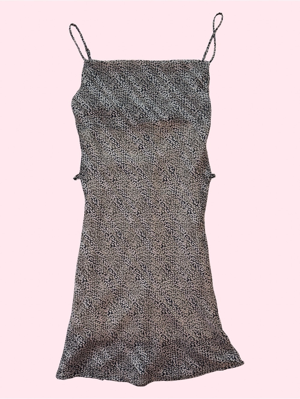Audrey 3+1 Black and White Mini Slip Dress with Spotted Print and Gold Detail
